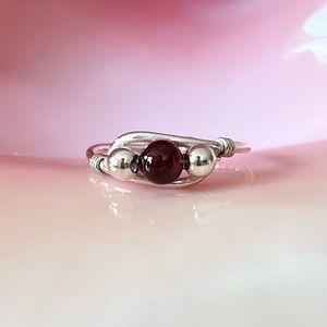 Sterling Silver Garnet Midi Ring Toe Ring